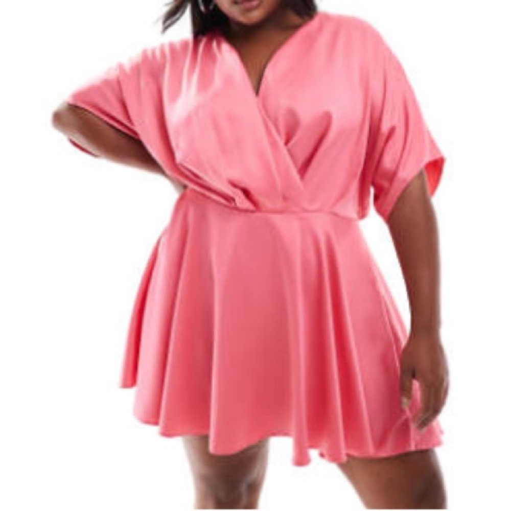 Chic Pink Wrap Dress ASOS Curve